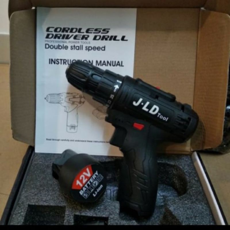 JLD 12S-Bor Obeng Bor Baterai 12 Volt Cordless Drill