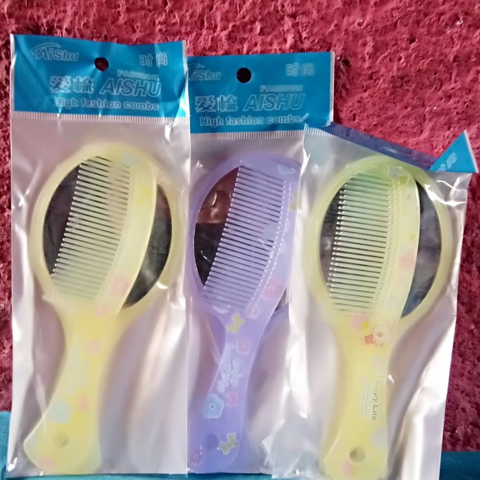 Kaca dan Sisir 1 Set, Kaca dan Sisir Anak, Kaca dan Sisir Anak Perempuan, Kaca dan Sisir Rambut