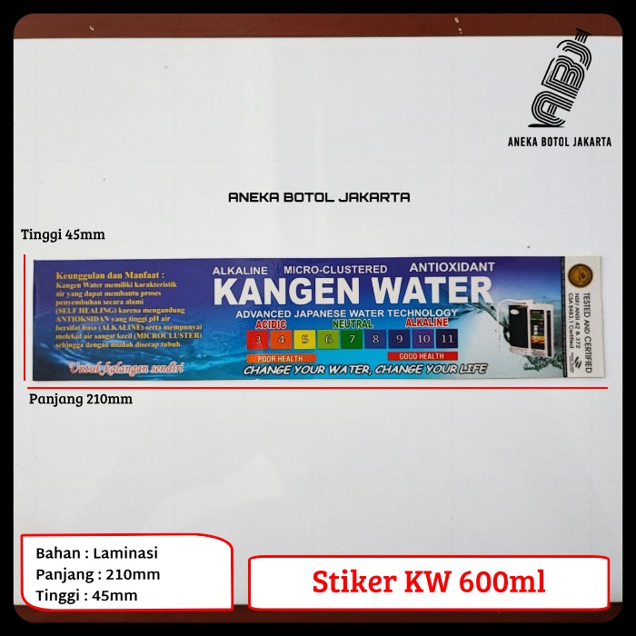 Stiker botol kangen water 600ml