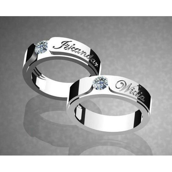 Cincin Kawin Tunangan Perak 925 Wanita Nikah Pria Ring Sepasang Asli Kawin Platinum Pasangan CP074