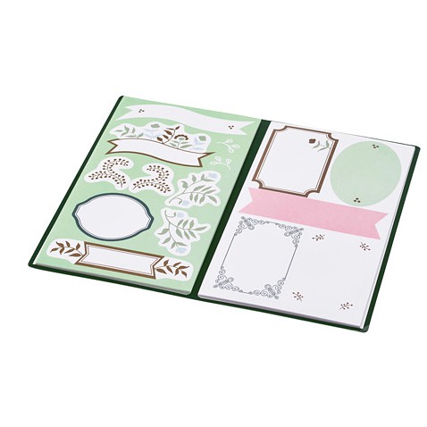 

ANILINARE Map dengan stiker, hijau krem/motif floral