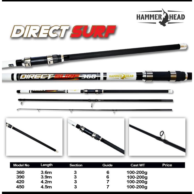 joran hammerhead direct surf pilihan 360 390 420 450 sambung III