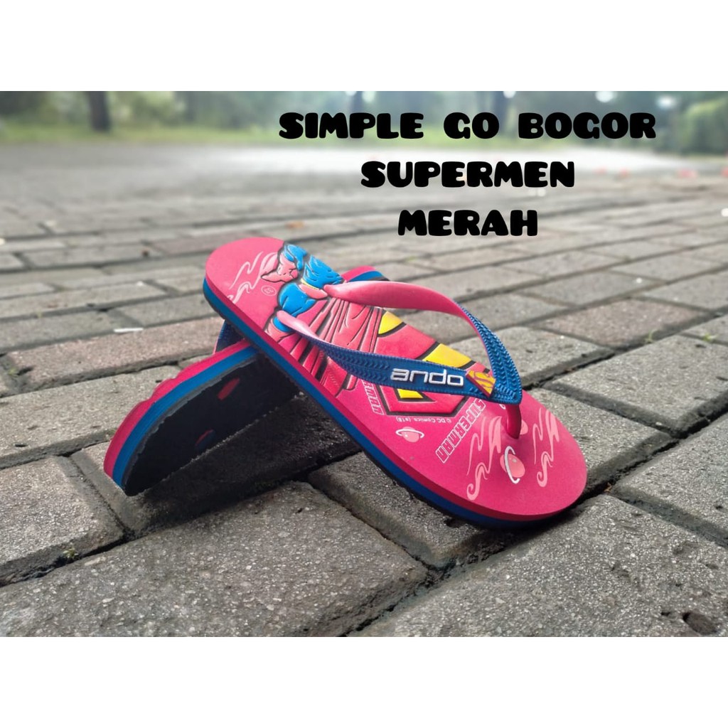 SANDAL JEPIT ANAK SD SMP MERK ANDO KARAKTER SUPERMAN  SPM 103 33-37