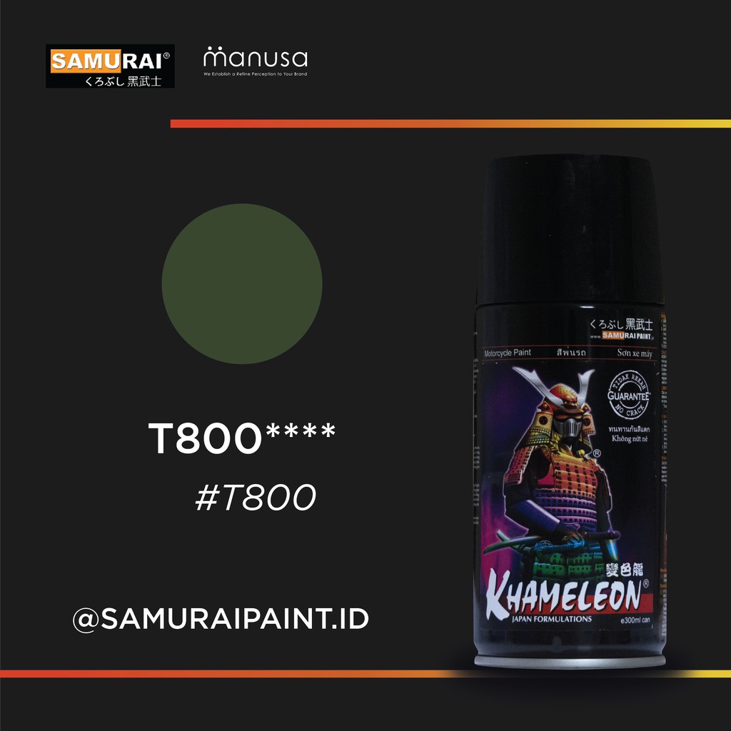 Samurai Paint Khameleon Army Green T800 Bunglon Hijau Army T800 Cat Aerosol Kualitas Kompresor