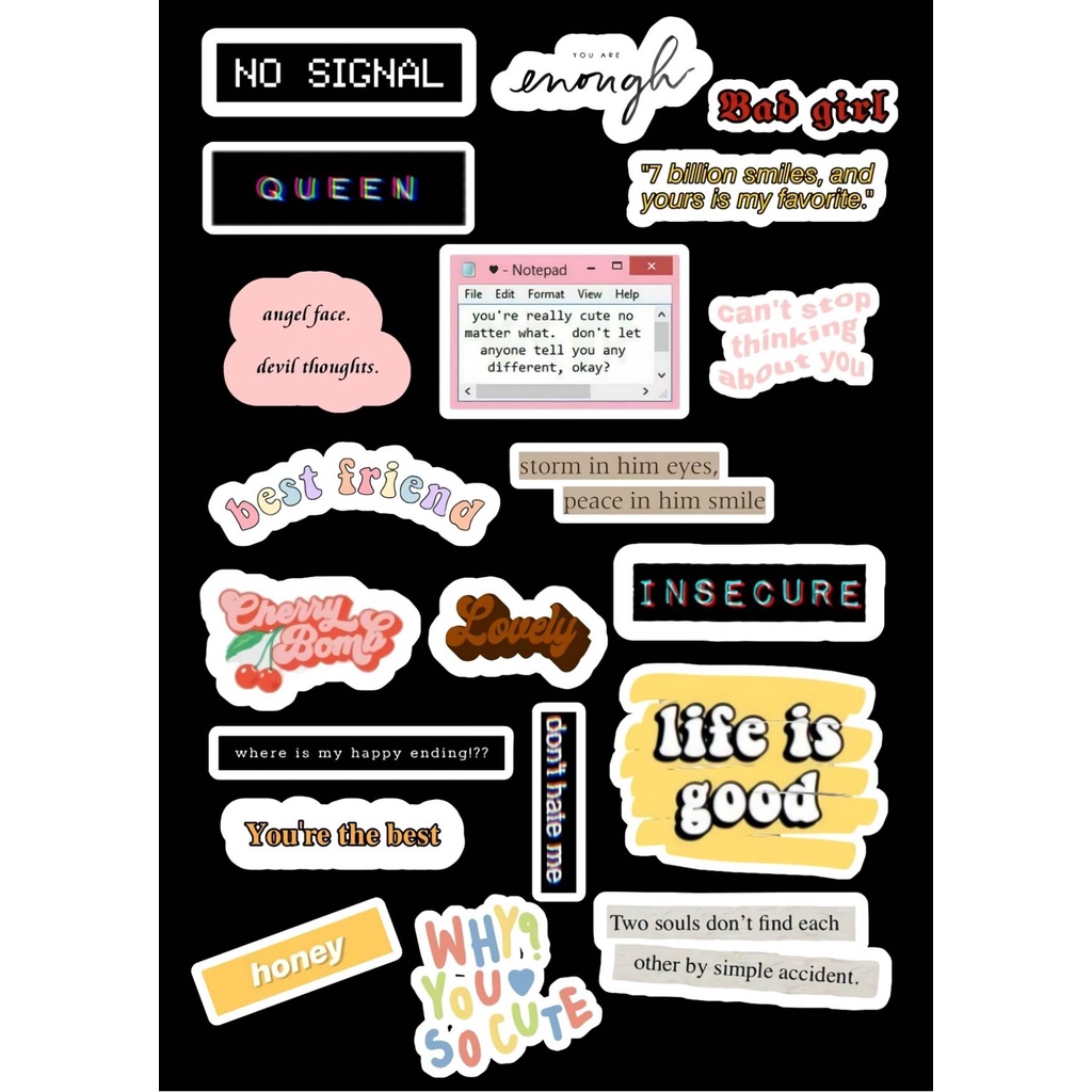 

(BISA COD) STIKER AESTHETIC BLACK EDITION II | STIKER TUMBLR | STIKER HP | STIKER DIARY