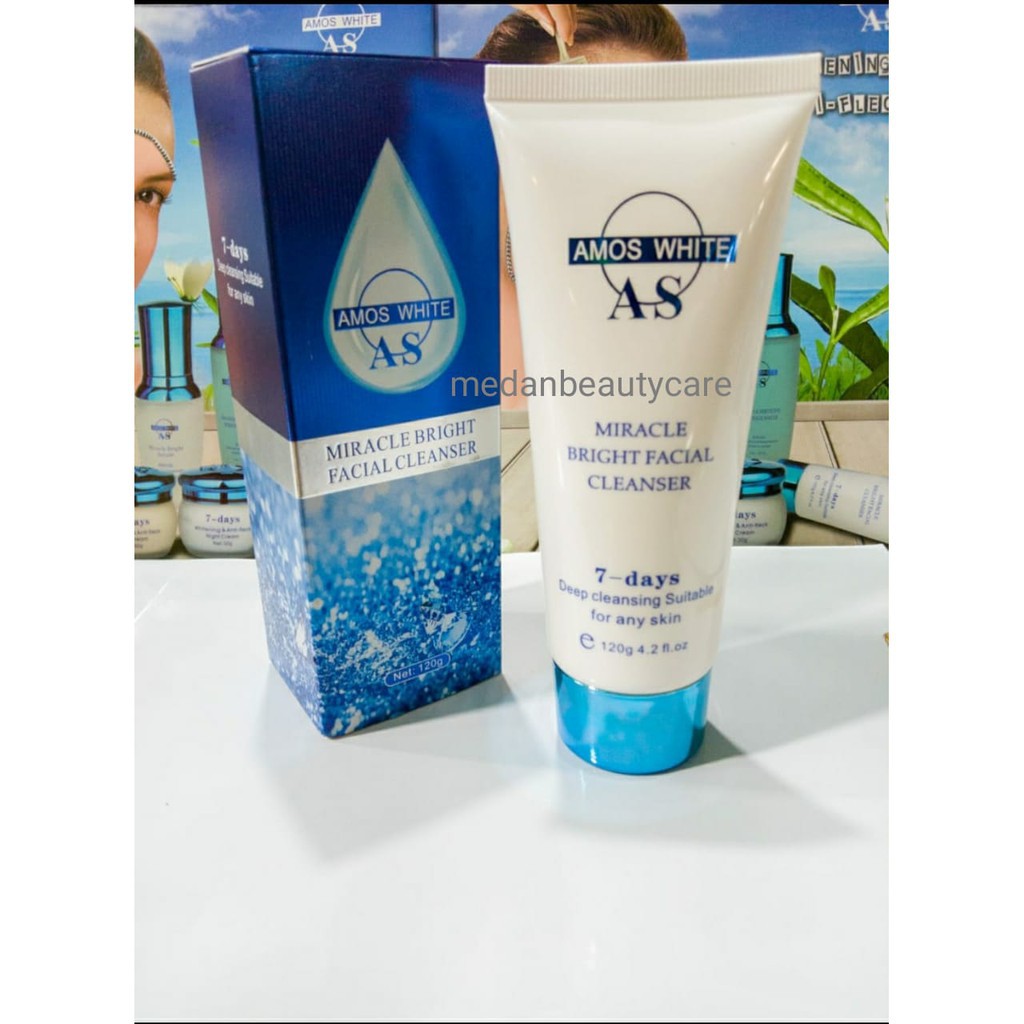 Amos White Facial Cleanser 120 gram Sabun Wajah Amos Miracle Bright Cleanser Pembersih Wajah