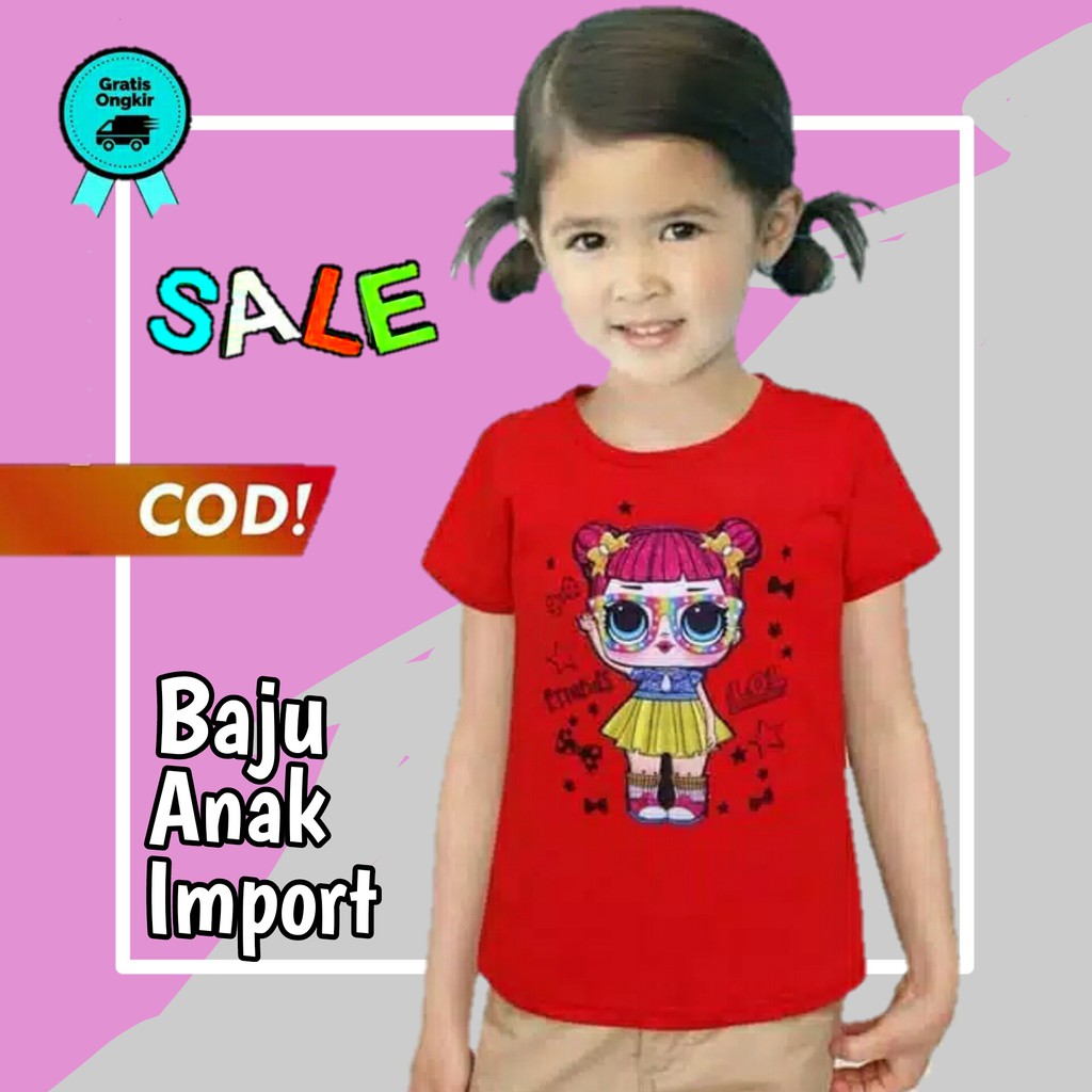 kaos led anak  baju anak cewek import baju anak import perempuan baju cewek anak kaos anak KE71