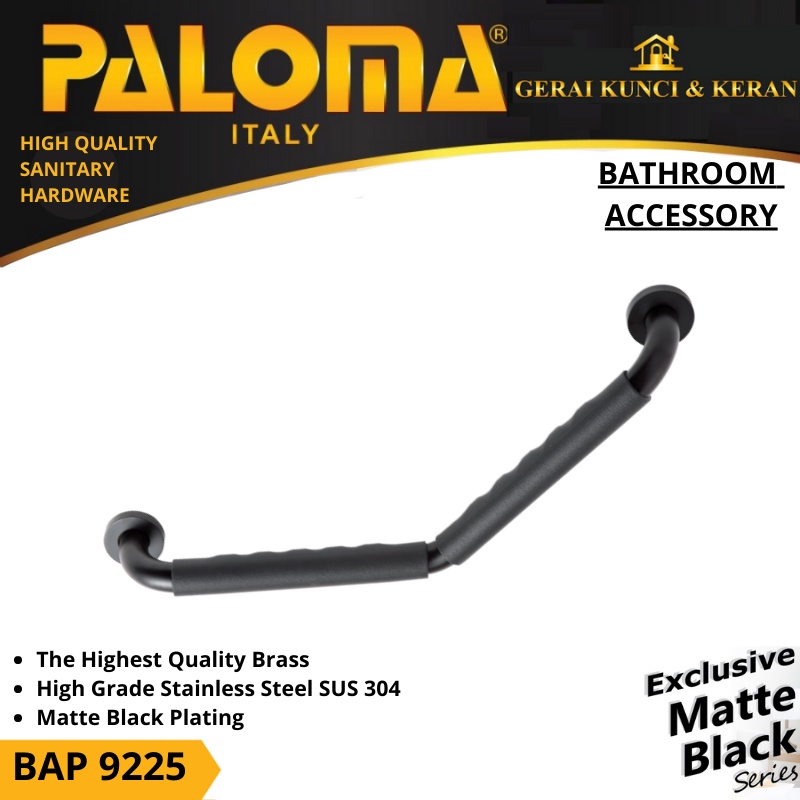 PALOMA BAP 9225 Pegangan Kamar Mandi Handle Bathtub Tub Toilet Bar L Hitam Black