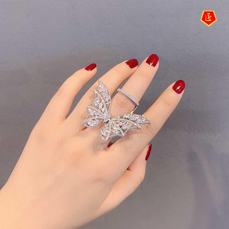 [Ready Stock]Fashion Butterfly Ring Female Personality Affordable Luxury