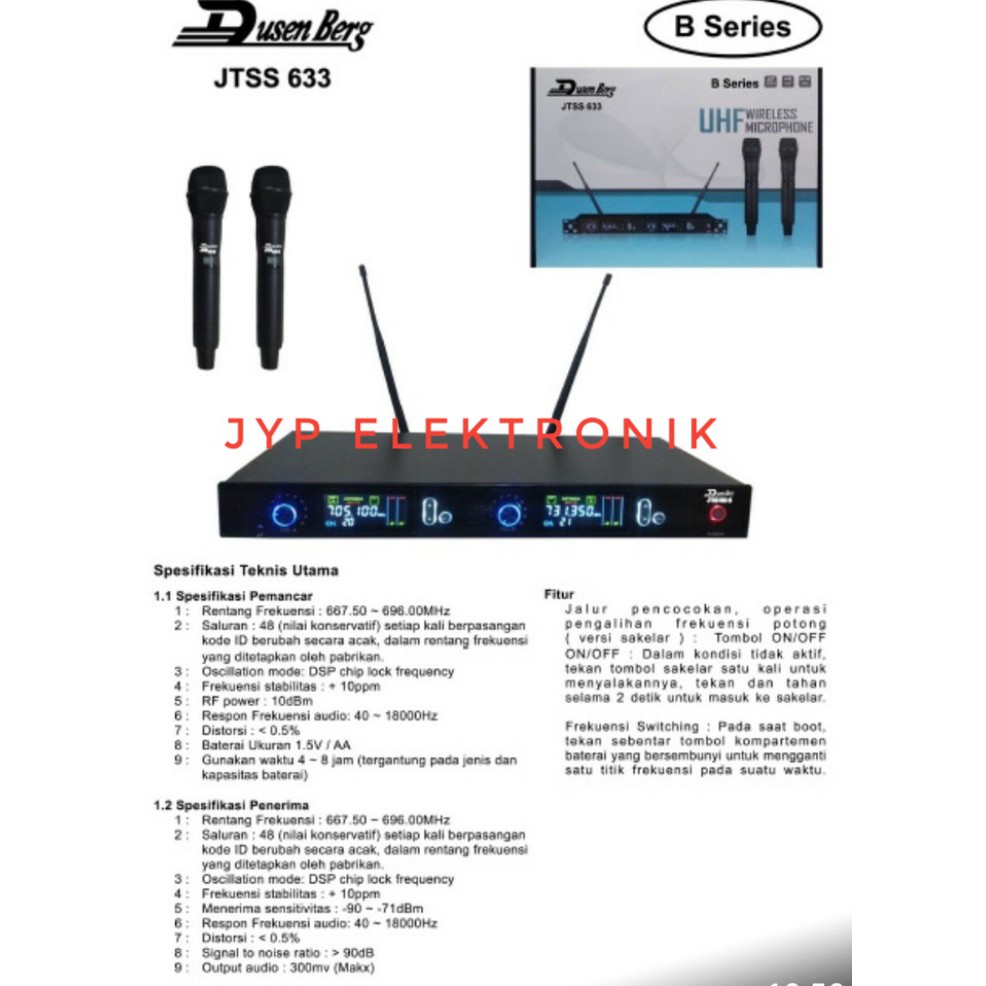 MIC WIRELES DUSENBERG JTSS 633B / JTSS 633 B / JTSS633B ( HANDHEALD) ORI