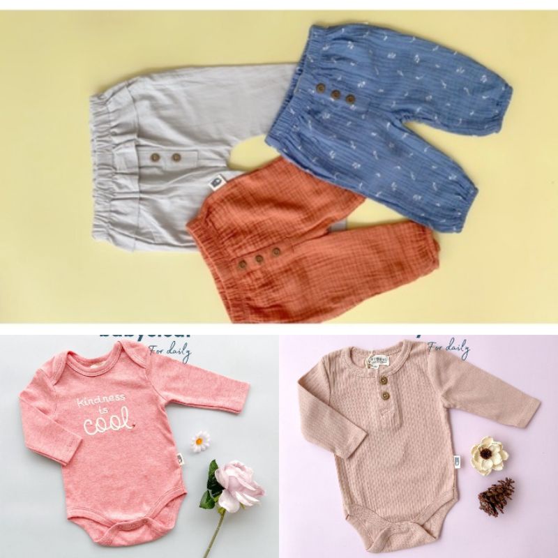 Rabbit And Bear Premium Jumper LongSleeve dan Celana Panjang Bayi Anak - Celana Legging Bayi Anak  -