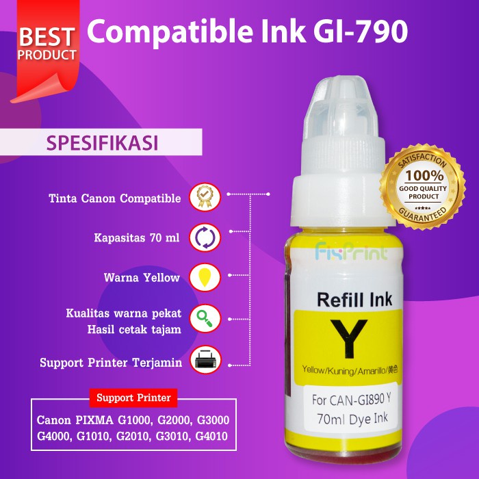 Tinta Compatible Canon GI790 GI-790 Refill Pengganti Original Printer G1010 G2010 G3010 G4010 G2000