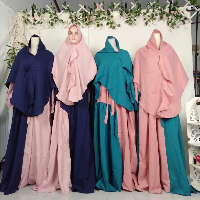 Gamis set khimar elfana moscrepe syari