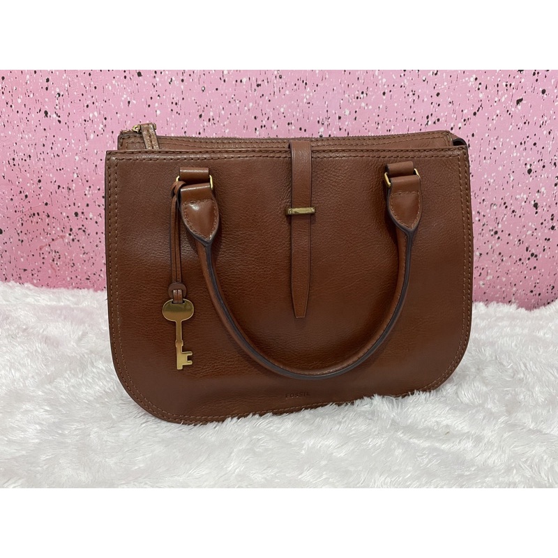 (Preloved) Fossil ryder satchel brown large