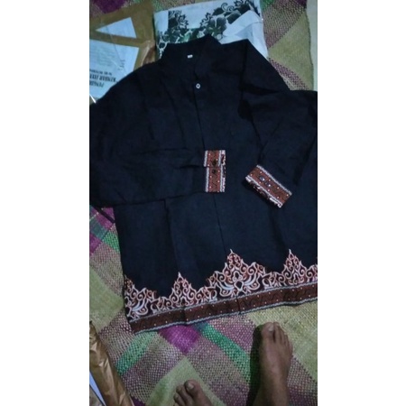 Batik Solo Halus Celana Sarung Dan Baju Koko Tumpal Hitam