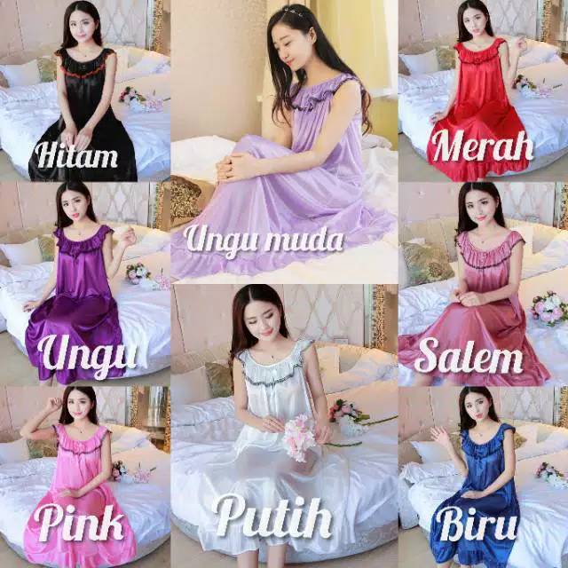 DASTER SATIN BAJU TIDUR  BRUKAT LIS PITA JUMBO IMPORT