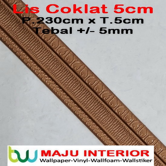 Lis Wallpaper Dinding 3D Border Walpaper 3D Wallfoam 230 cm x 8 cm x 5mm-Lis Coklat 5cm