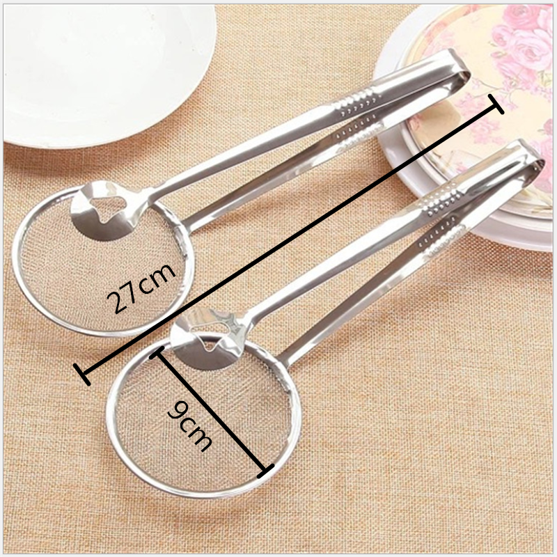 kithchen Stainless Steel Colander Strainer with Clip / BBQ Oil Fried Food Strainer Clips