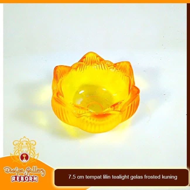 7.5 cm tempat lilin tealight gelas frosted Kuning