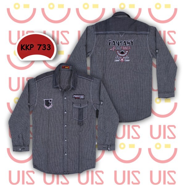 Kemeja Anak Laki-laki Lengan Panjang bahan Katun Motif UIS KKP 733