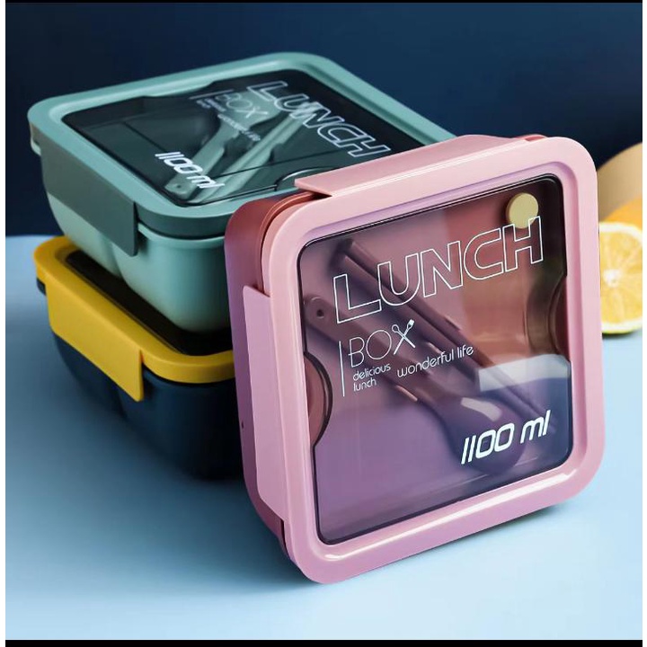 Kotak Makan Bento / Lunch Box 1100ML TUTUP TRANSPARAN BPA FREE