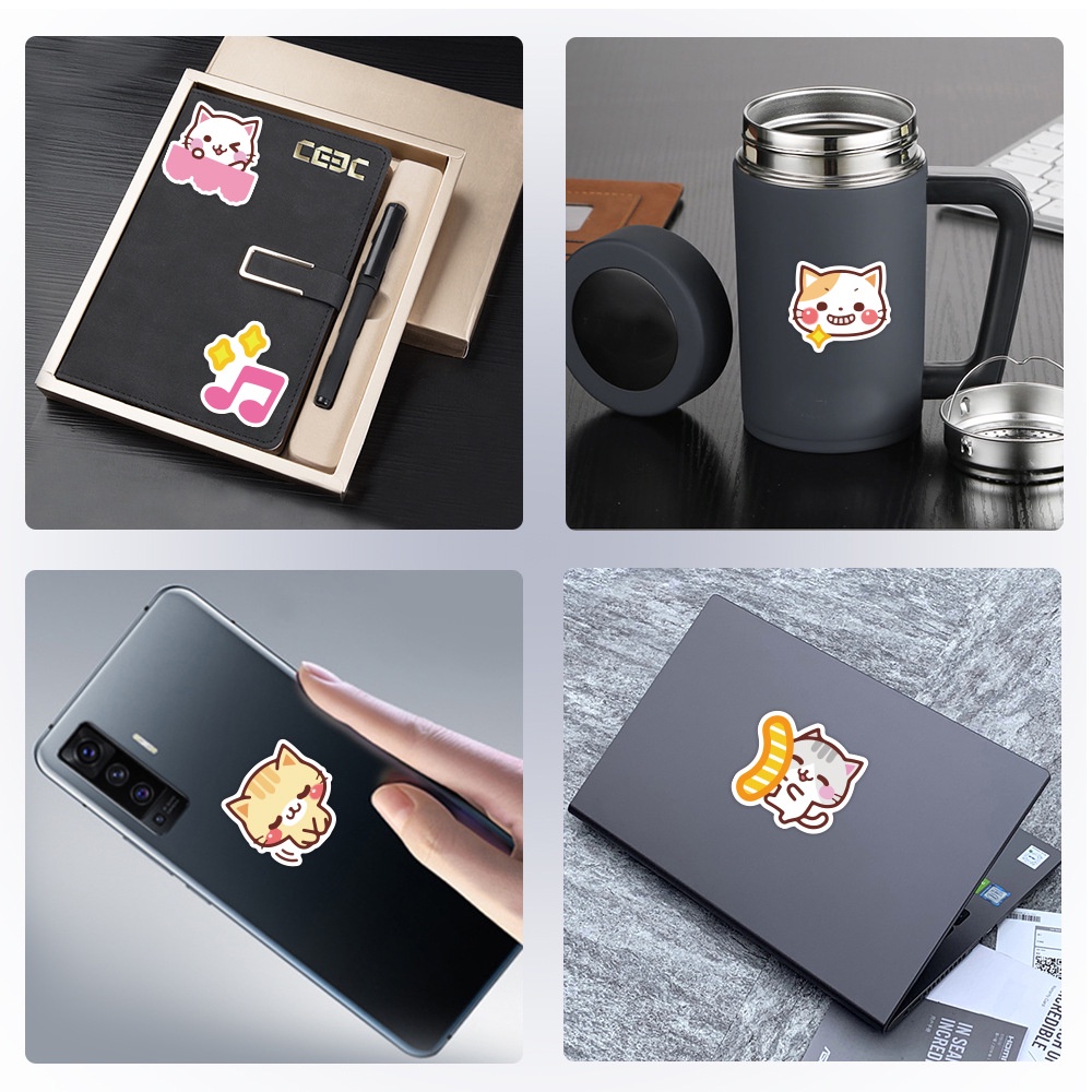 Kucing lucu stiker kartun kucing ekspresi Jurnal bahan cangkir air ponsel case epoxy PVC Tangan Buku