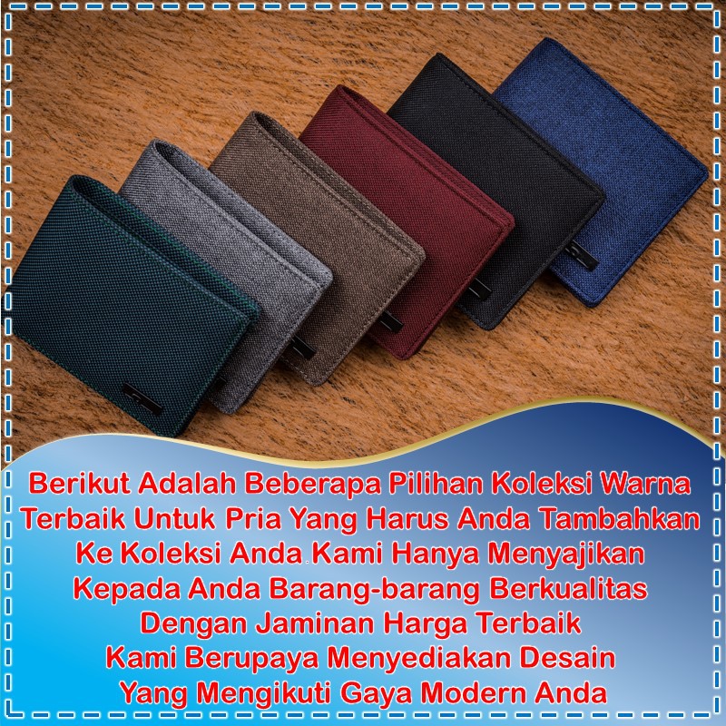 DOMPET PRIA ASLI MEN WALLET ORIGINAL LIPAT MURAH IMPORT KEREN DISTRO BRANDED TIPIS BAHAN KAIN CANVAS