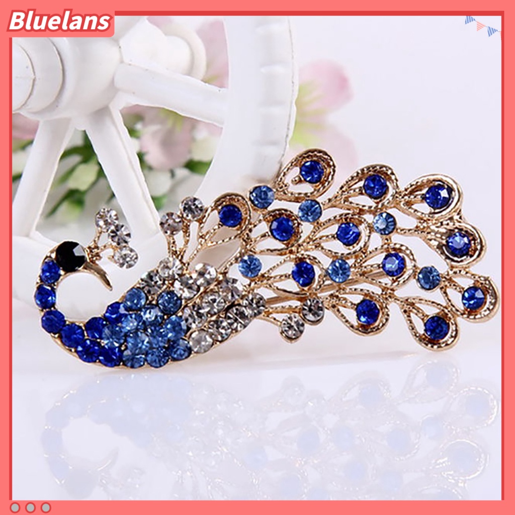 Bluelans Brooch Pin Shiny Lovely Women Fashion Peacock Shape Collar Pin