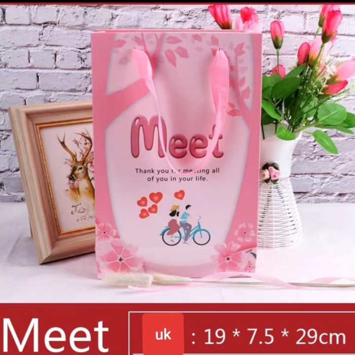 

[DISKON] paperbag goodie bag imlek valentine pink tribal meet u - meet GRATIS ONGKIR