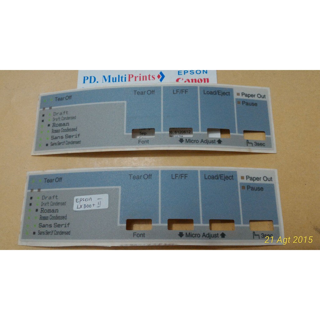

Stiker Panel Printer Epson LX300+ / Epson LX300+II, Epson LQ300+ Dotmatrix Printer TOmbol Panel