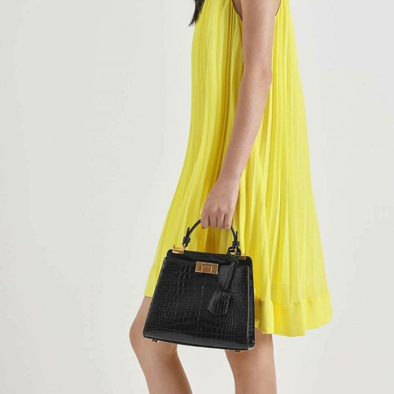 CK Pushlock Croco Black HandBag Original