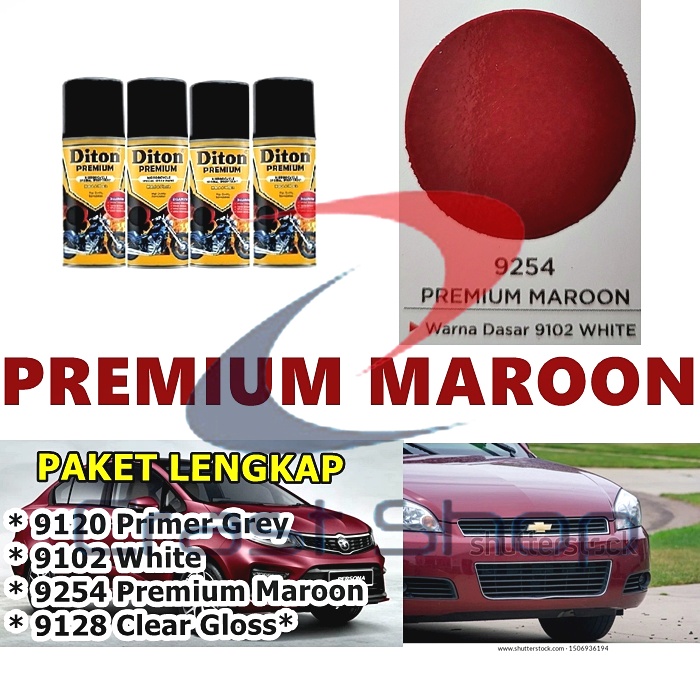 Paket Lengkap Cat Pilox Diton Premium Warna Premium Maroon 9254 Merah Marun Kilap pilok pylox pylok