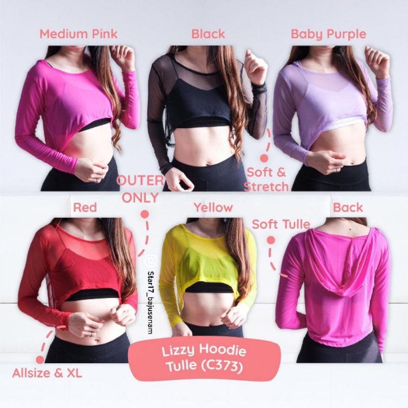 STAR17 SPORT - LIZZY HOODIE TULLE - BAJU SENAM - BAJU ZUMBA - BAJU YOGA -HOODIE SENAM - OUTER SENAM