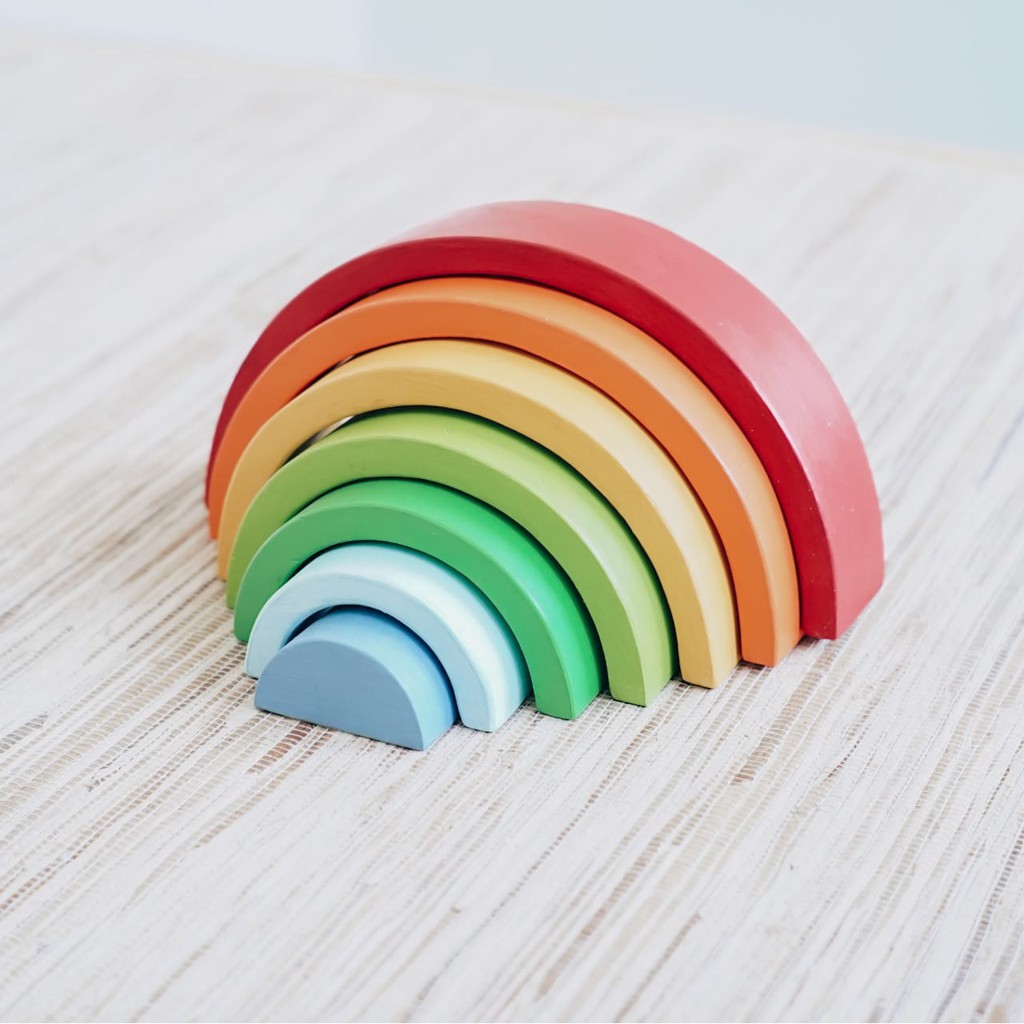 Wooden Toy Rainbow Classic Crimson Pastel Sunset mainan pelangi kayu Letter In Pine Letterinpine