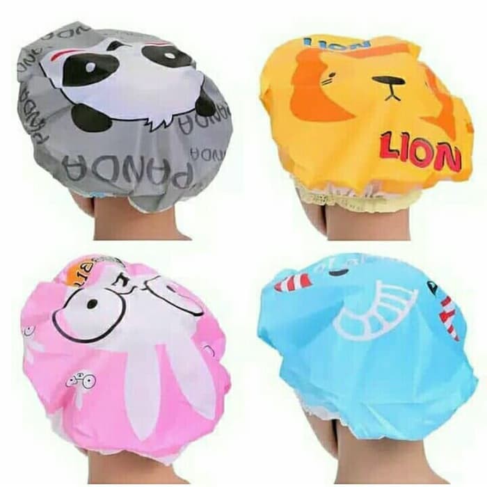 SHOWER CAP KARAKTER KARTUN ANIMAL/ TOPI MANDI WATERPROOF