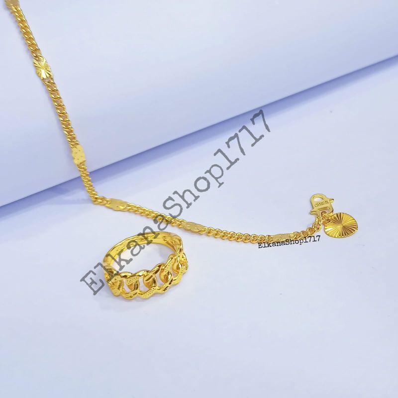 SET GELANG+CINCIN RANTAI SP PERHIASAN WANITA KOREA ANTI KARAT