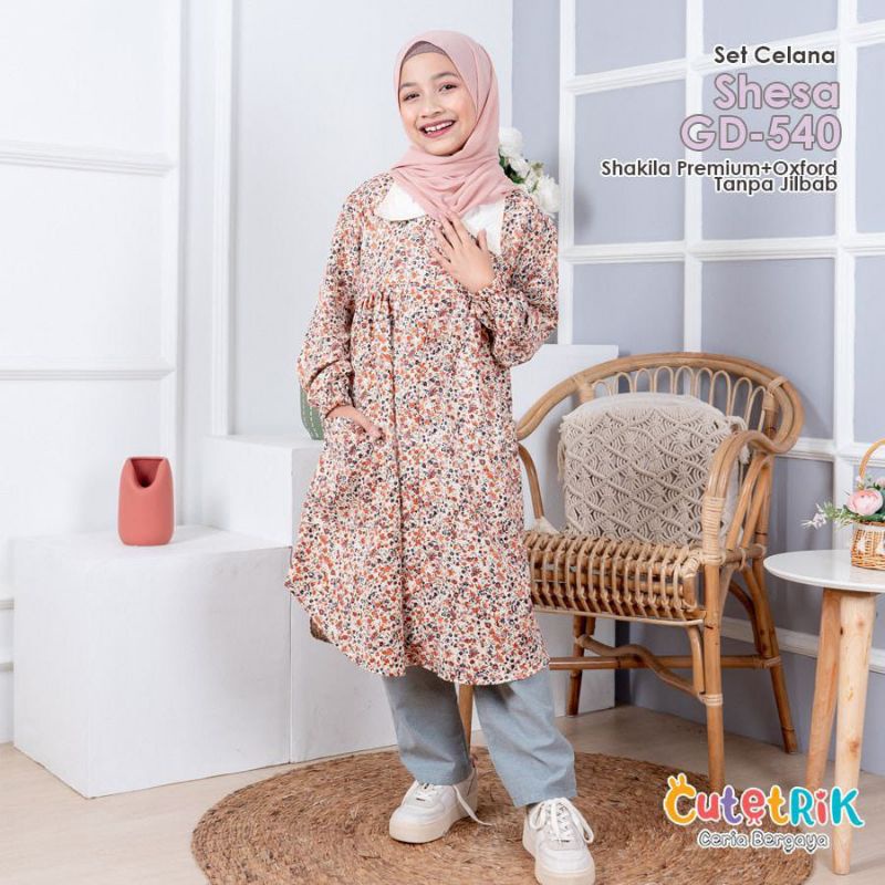 Setelan Celana Shesa Cutetrik/ Baju Anak Perempuan 5-15 Tahun