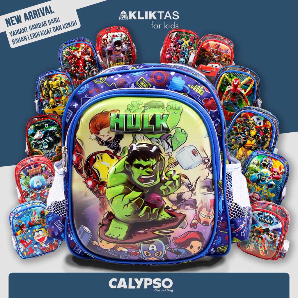 [KLIKTAS] Tas Ransel Anak Laki Calypso 3711 - backpack sekolah TK Paud gambar timbul kartun 3D