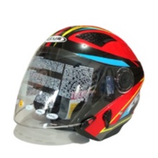 Helm Zeus ZS-610 Red OO27 Yellow Blue HalfFace