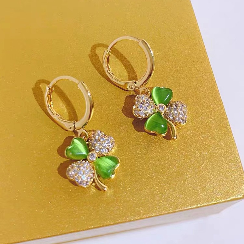 Anting Desain Bunga Clover Lucky 2022 Hias Mutiara Gaya Korea Untuk Wanita