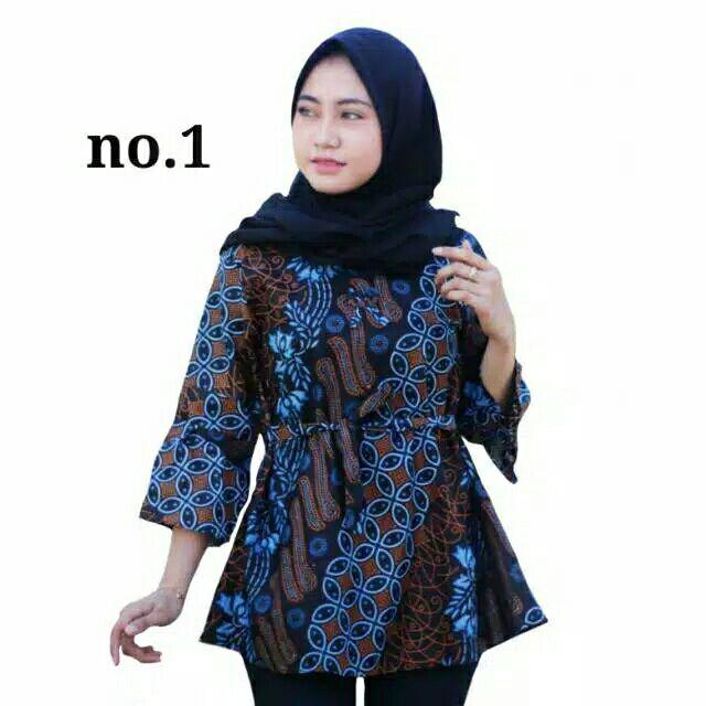 Atasan Blouse Batik Wanita Modern Fashion Wanita Kekinian Brokat Batik