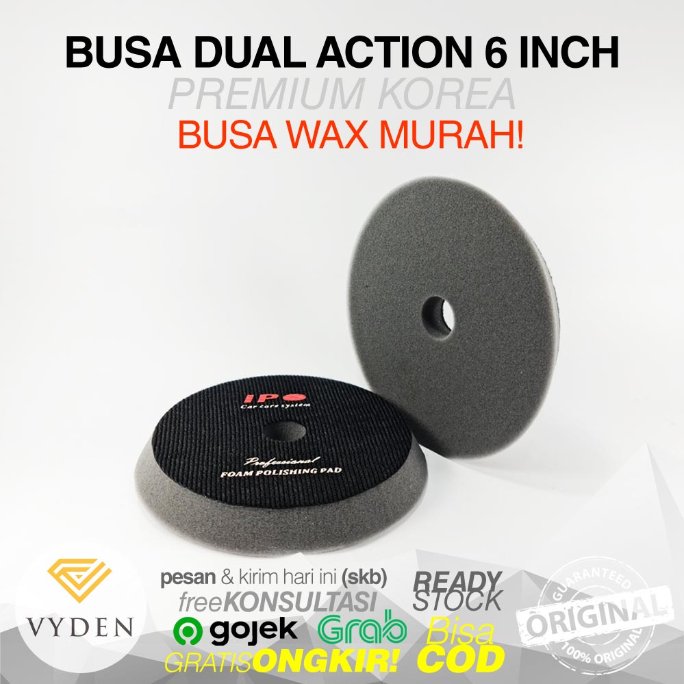 IPO Black Finishing Thin Pad 6 inch Flat Wax Sealant Busa Mesin Poles Mobil Dual Action MURAH