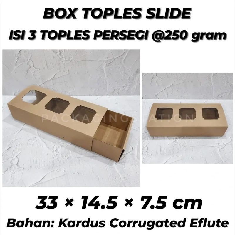 

BOX TOPLES 33x14.5x7.5 / BOX TOPLES ISI 3 / BOX TOPLES KUE KERING / BOX ROTI / BOX BOLU