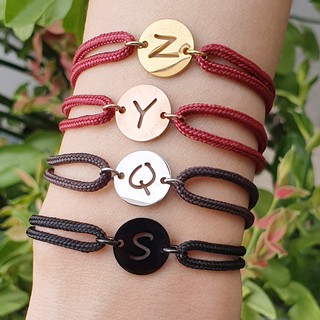 GELANG COUPLE PRIA WANITA TALI KOIN INITIAL HURUF ABJAD GELANG COUPLE PRIA WANITA TALI KOIN INITIAL HURUF ABJAD