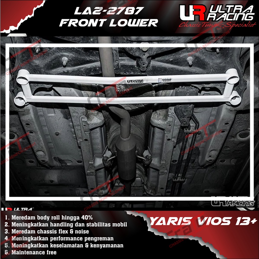 Aksesoris Stabiliser ULTRA RACING Safety Bar - Front Lower Bar 2 Points - Toyota Yaris Vios 13+ Manu