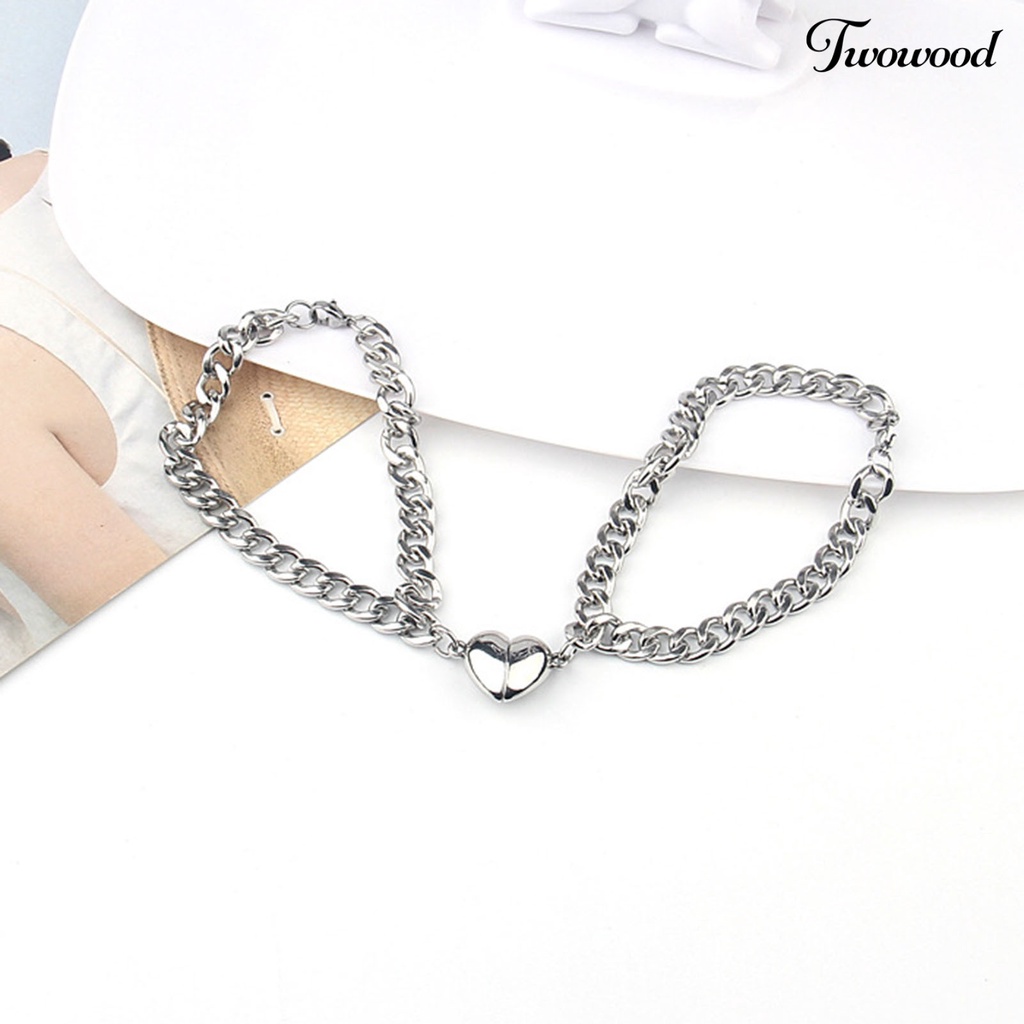 2pcs Gelang Magnetik Adjustable Bahan Stainless Steel Untuk Pesta