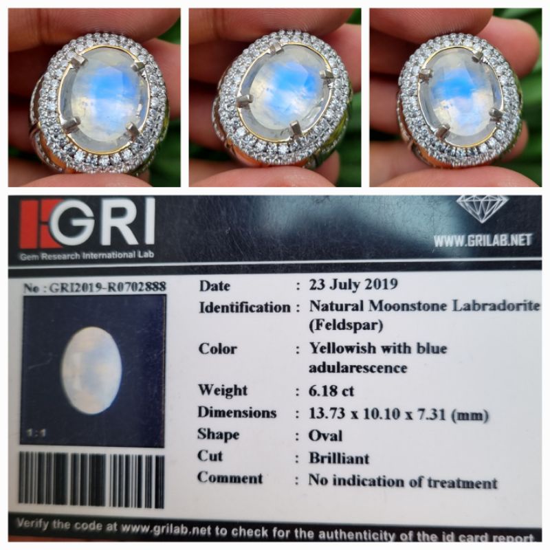 Natural Biduri Bulan Blue Moonstone Cutting Memo 6.18 crt