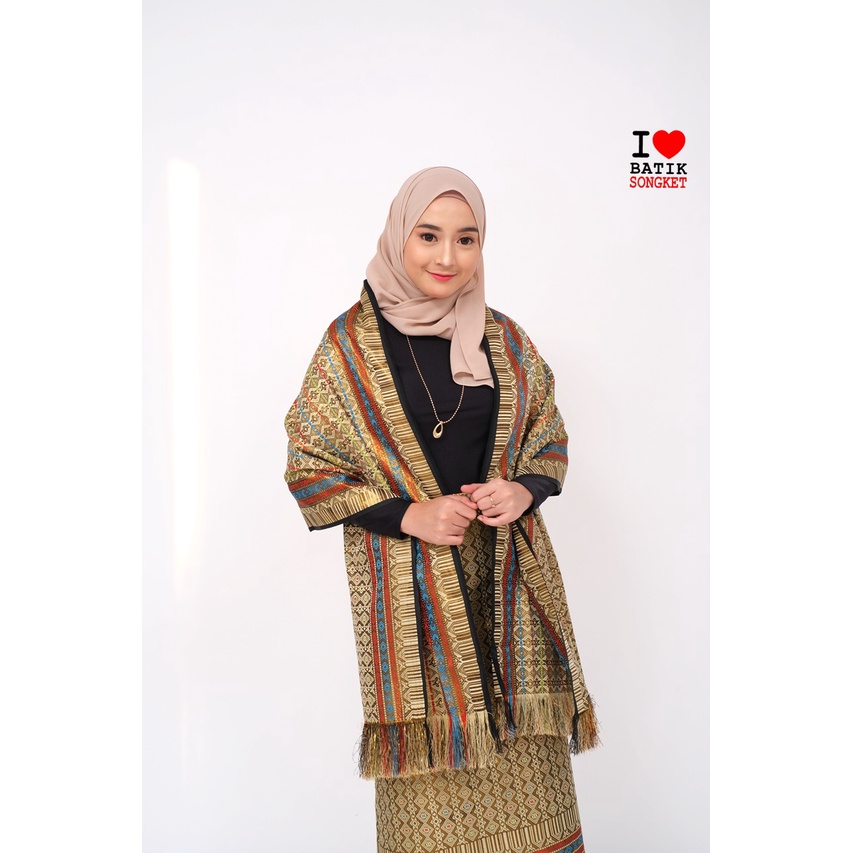 TYH SONGKET MESIN MURAH THAILAND HITAM GOLD MAKASSAR BATAK PALEMBANG MELAYU BRIDESMAID SET SELENDAN