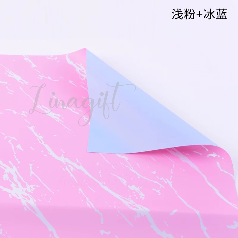 ( 5 Lembar ) BICOLOR SOLID MARBLE - FLOWER WRAPPING PAPER BICOLOR KOREAN CELLOPHANE PLASTIC WATERPROOF KERTAS BUNGA MARMER BUKET