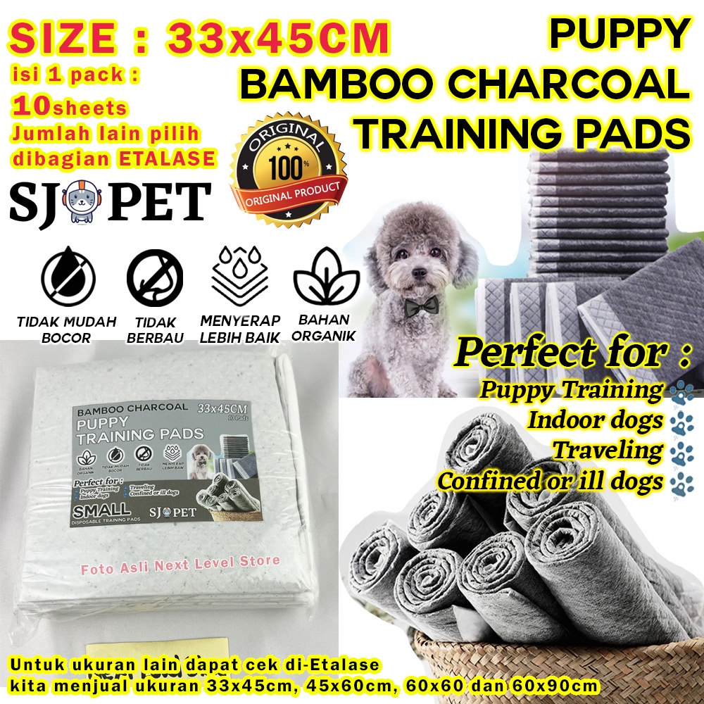 33x45cm - 10 pcs - Charcoal Bamboo Pet Training Pad Diaper Dog 33x45